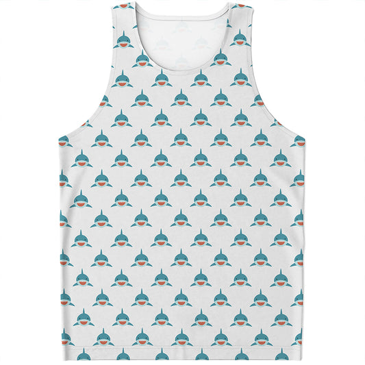 Smiley Shark Pattern Print Men's Tank Top