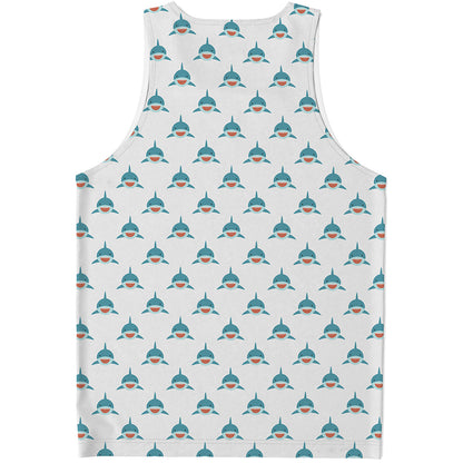 Smiley Shark Pattern Print Men's Tank Top