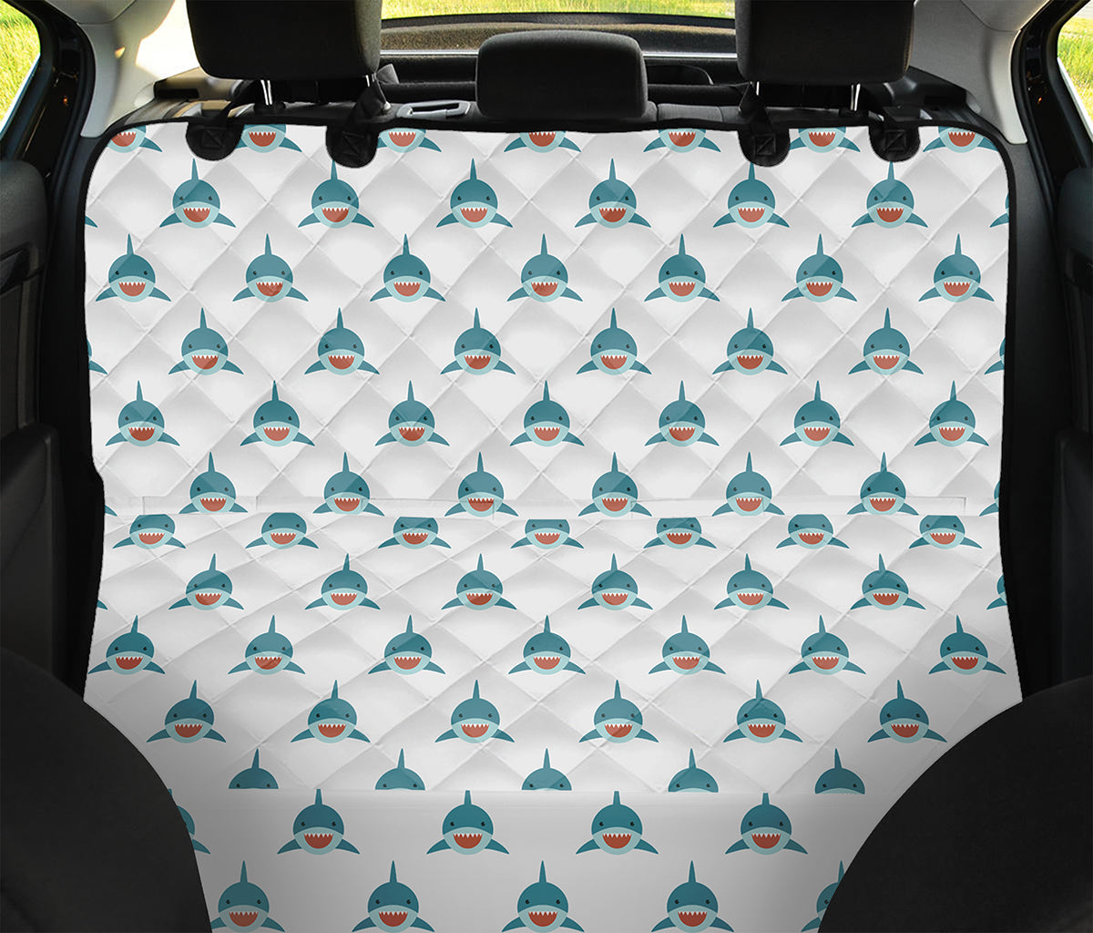 Smiley Shark Pattern Print Pet Car Back Seat Cover