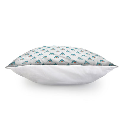 Smiley Shark Pattern Print Pillow Cover