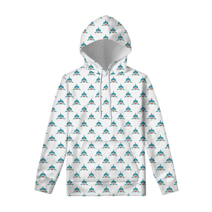 Smiley Shark Pattern Print Pullover Hoodie