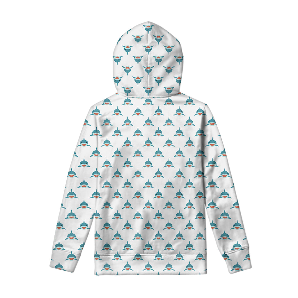 Smiley Shark Pattern Print Pullover Hoodie