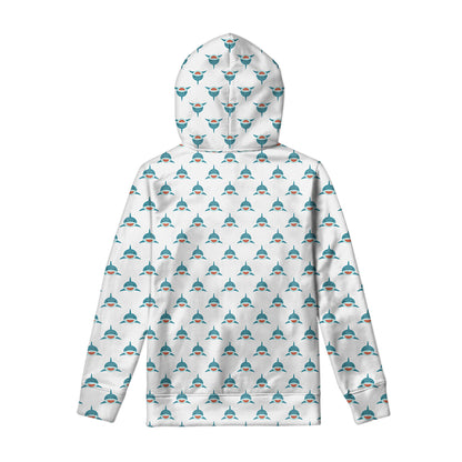 Smiley Shark Pattern Print Pullover Hoodie