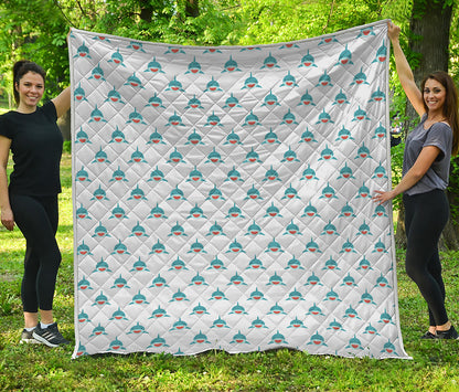 Smiley Shark Pattern Print Quilt