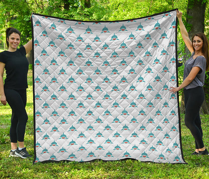 Smiley Shark Pattern Print Quilt