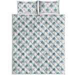 Smiley Shark Pattern Print Quilt Bed Set