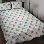 Smiley Shark Pattern Print Quilt Bed Set
