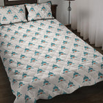 Smiley Shark Pattern Print Quilt Bed Set