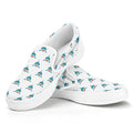 Smiley Shark Pattern Print White Slip On Sneakers