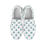Smiley Shark Pattern Print White Slip On Shoes