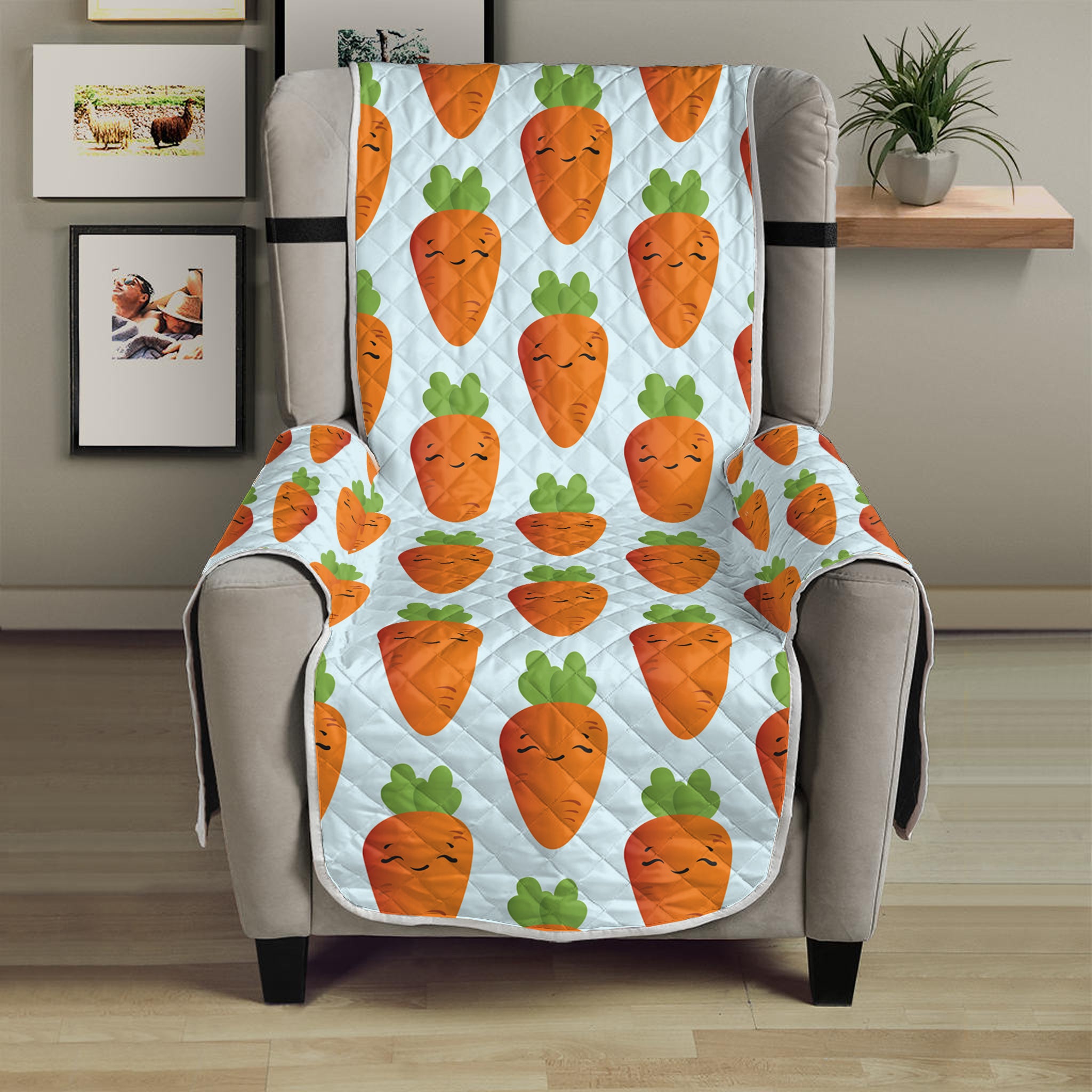 Smiling Carrot Pattern Print Armchair Protector