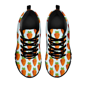 Smiling Carrot Pattern Print Black Sneakers