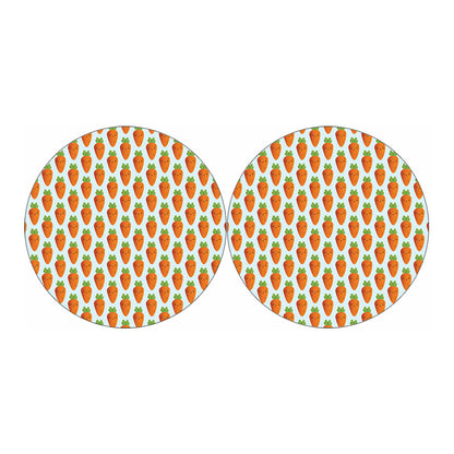 Smiling Carrot Pattern Print Car Coasters