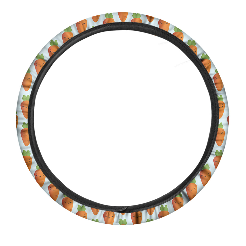 Smiling Carrot Pattern Print Car Steering Wheel Cover