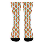 Smiling Carrot Pattern Print Crew Socks