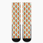 Smiling Carrot Pattern Print Crew Socks