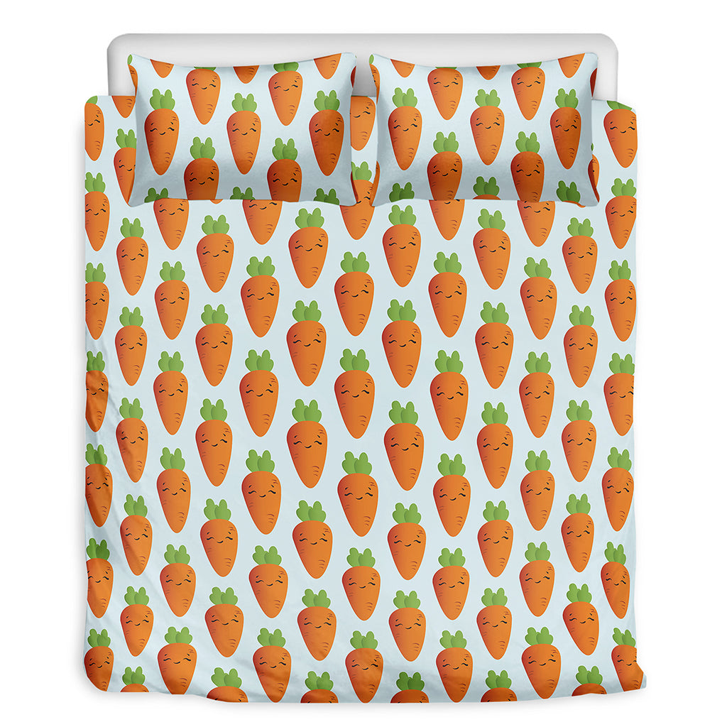 Smiling Carrot Pattern Print Duvet Cover Bedding Set