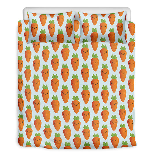 Smiling Carrot Pattern Print Duvet Cover Bedding Set