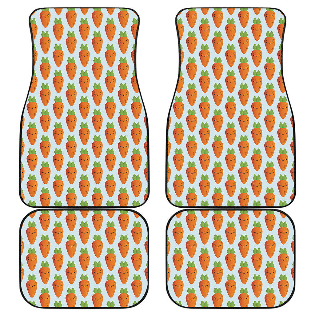 Smiling Carrot Pattern Print Front and Back Car Floor Mats