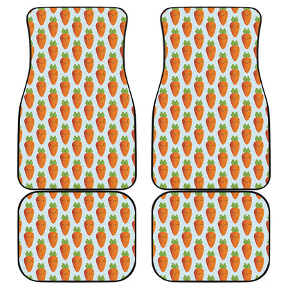 Smiling Carrot Pattern Print Front and Back Car Floor Mats