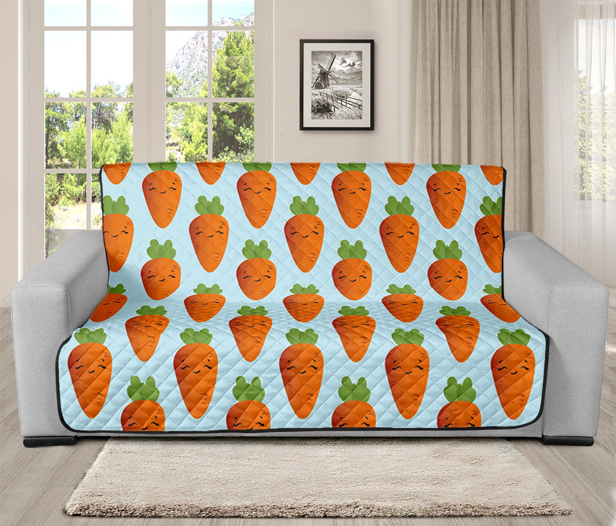 Smiling Carrot Pattern Print Futon Protector