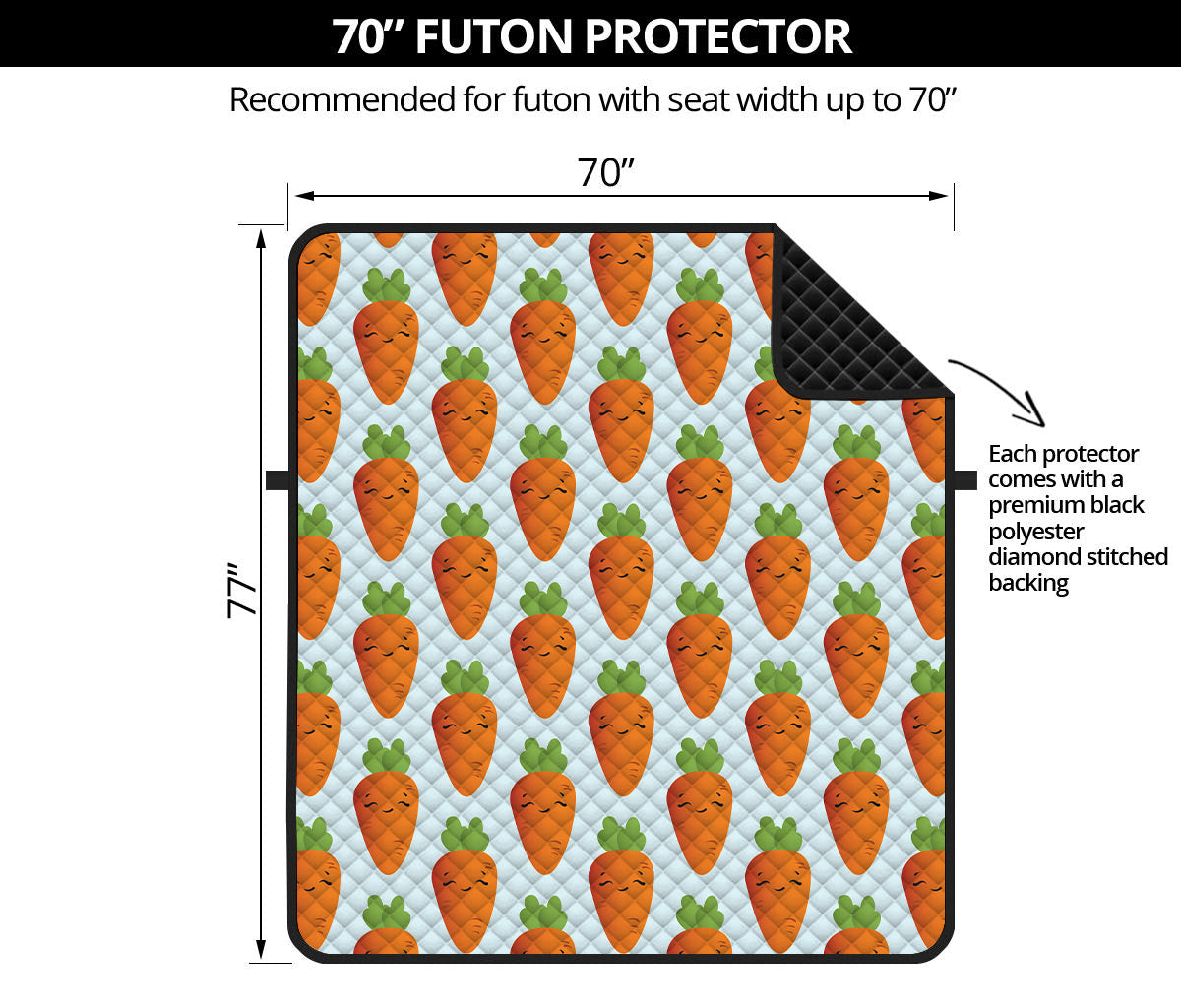 Smiling Carrot Pattern Print Futon Protector