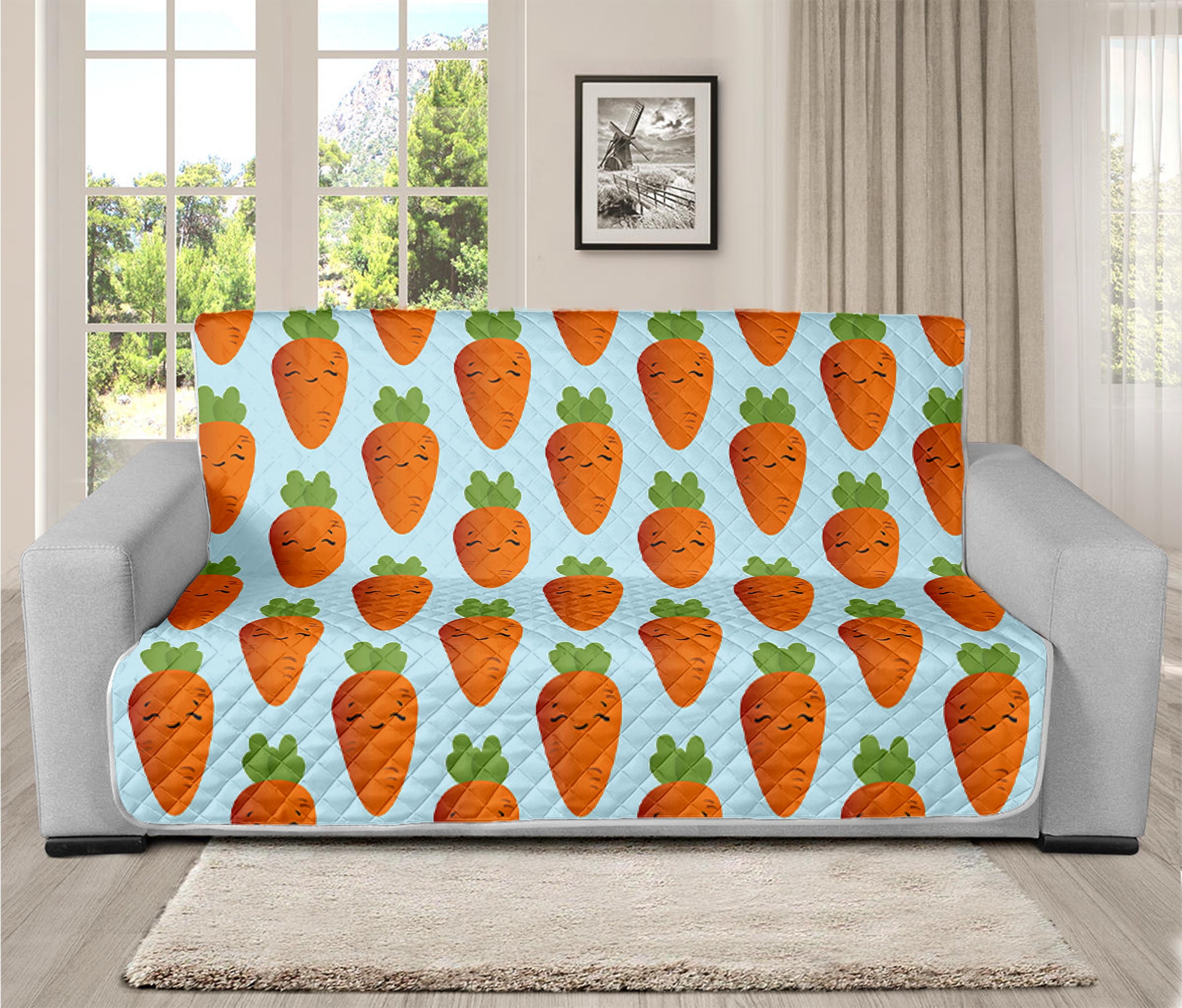 Smiling Carrot Pattern Print Futon Protector