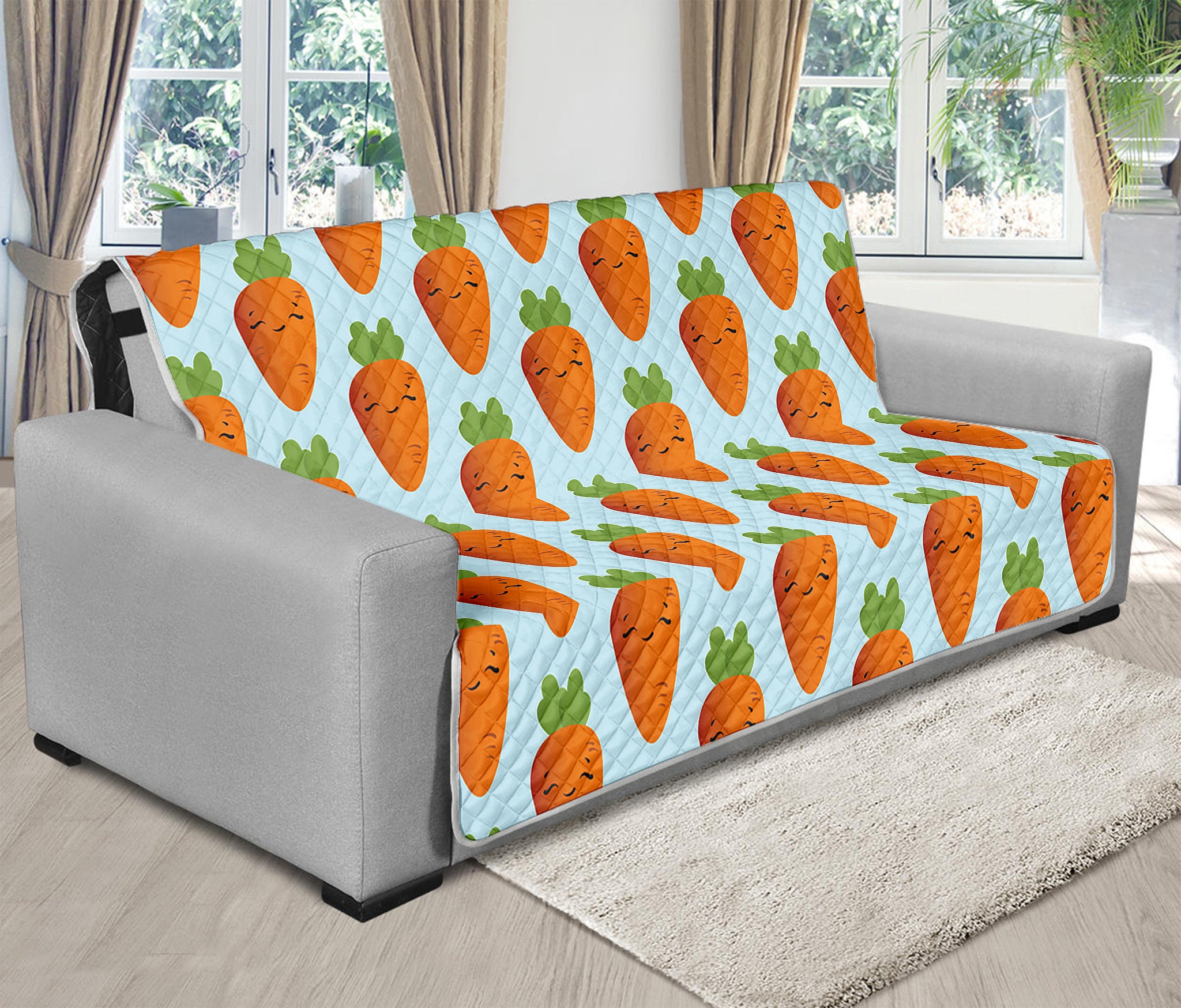 Smiling Carrot Pattern Print Futon Protector