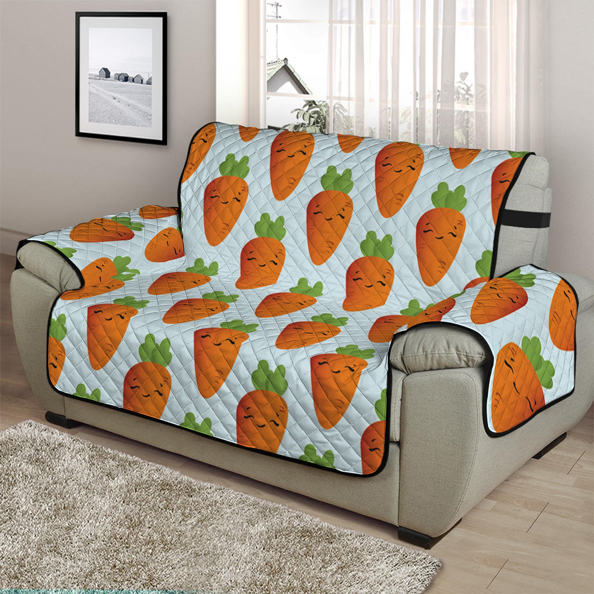 Smiling Carrot Pattern Print Half Sofa Protector