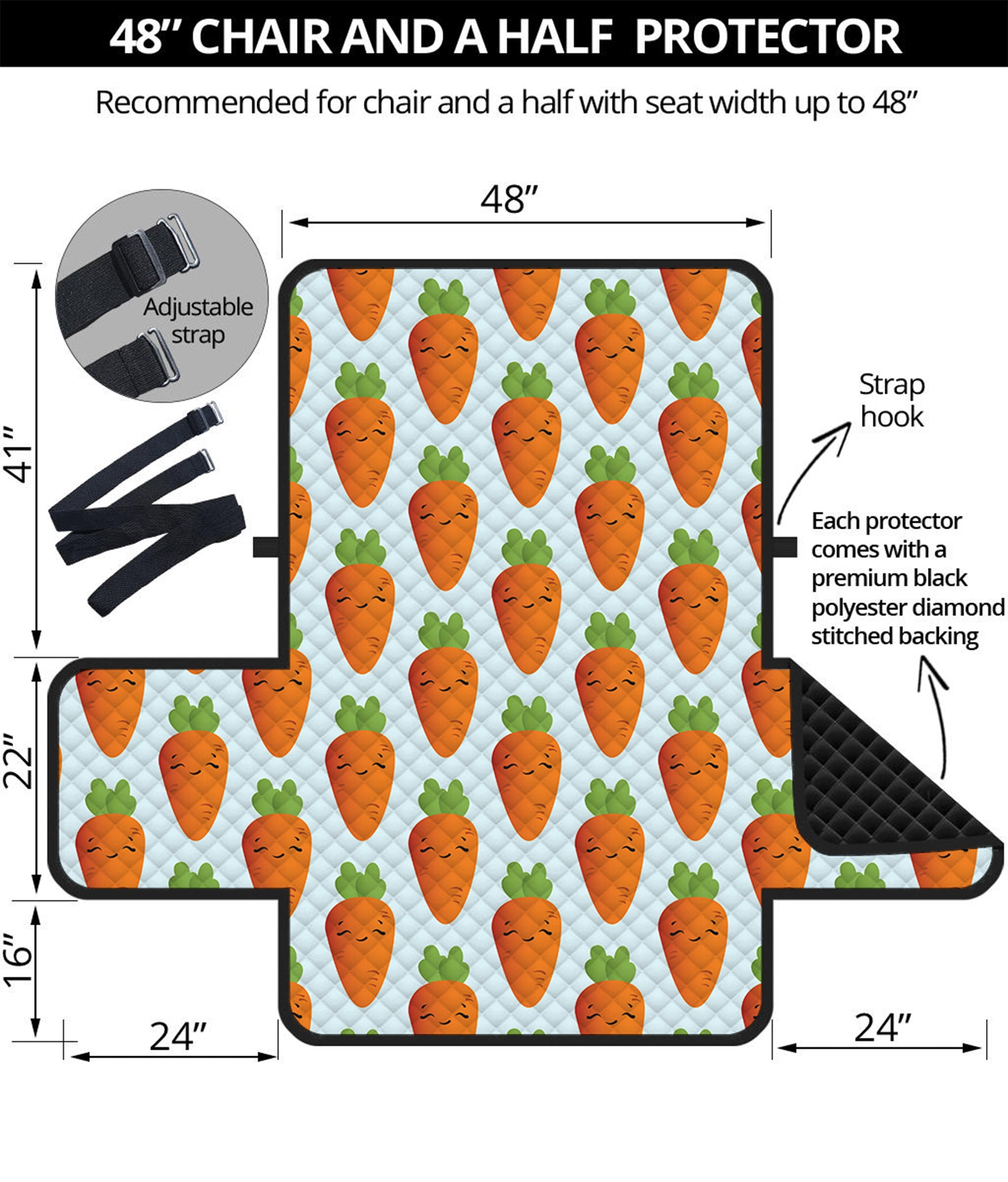 Smiling Carrot Pattern Print Half Sofa Protector