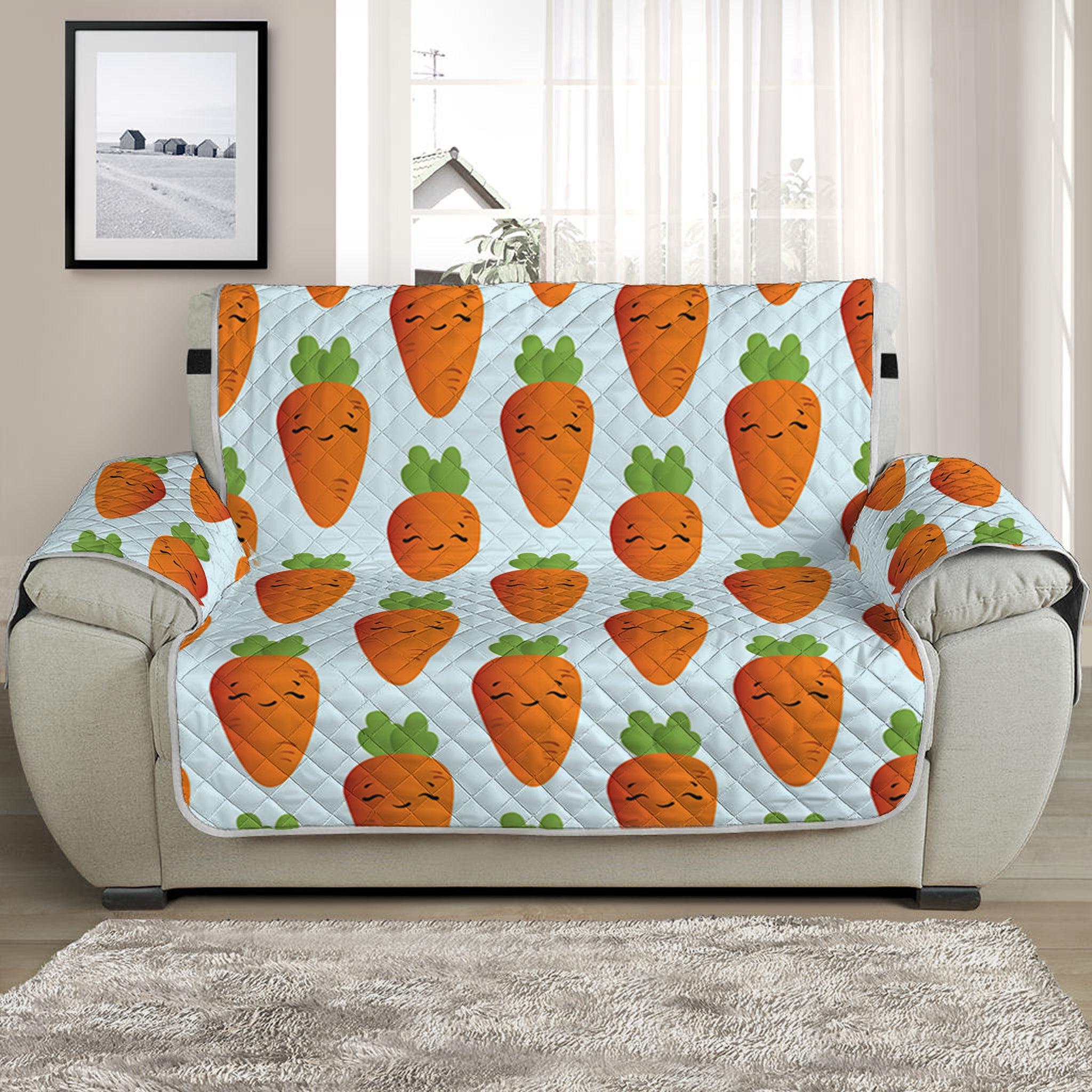 Smiling Carrot Pattern Print Half Sofa Protector