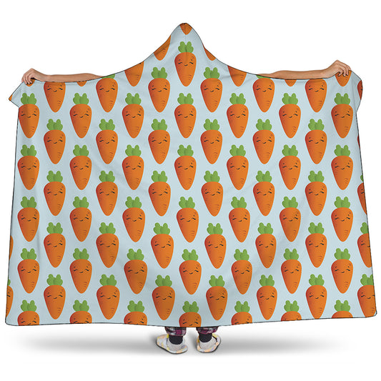 Smiling Carrot Pattern Print Hooded Blanket
