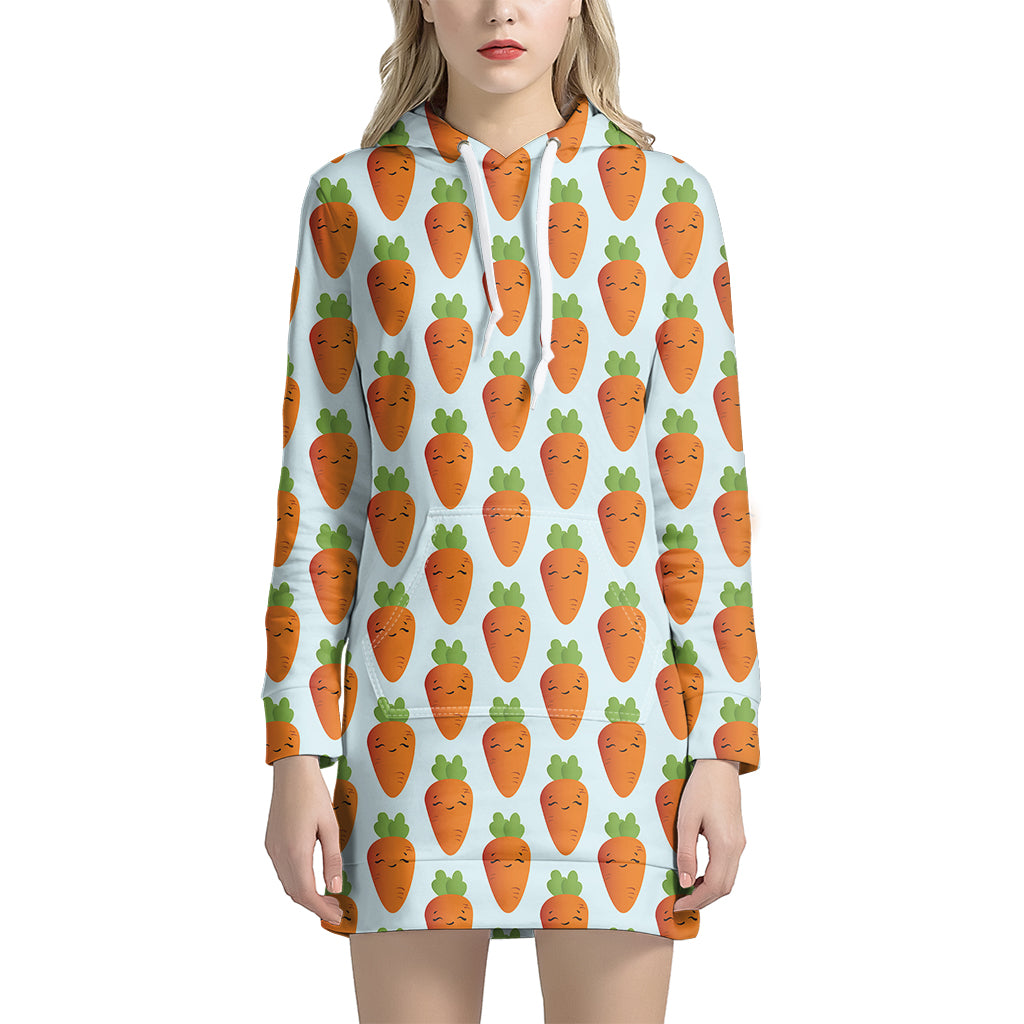 Smiling Carrot Pattern Print Hoodie Dress