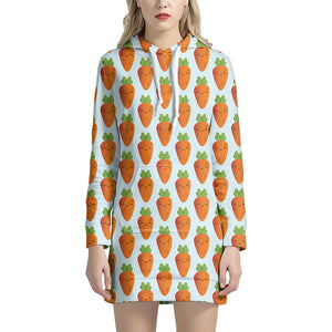 Smiling Carrot Pattern Print Hoodie Dress