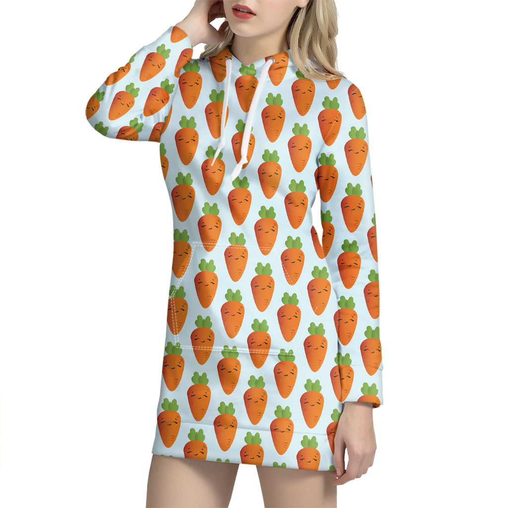 Smiling Carrot Pattern Print Hoodie Dress