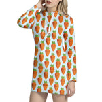 Smiling Carrot Pattern Print Hoodie Dress