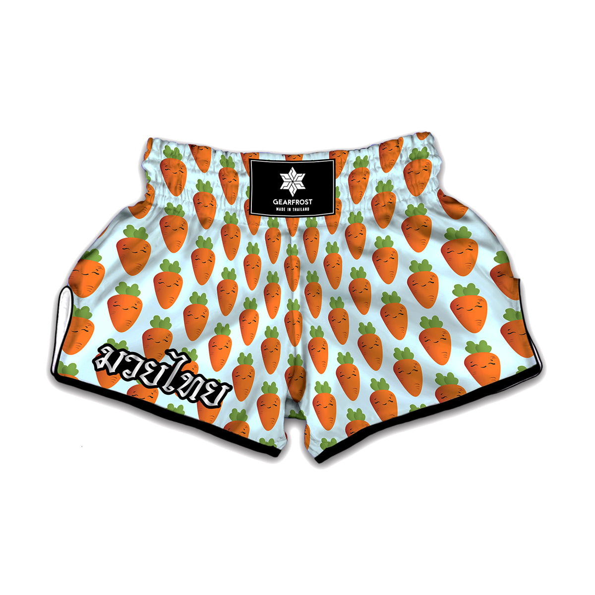 Smiling Carrot Pattern Print Muay Thai Boxing Shorts