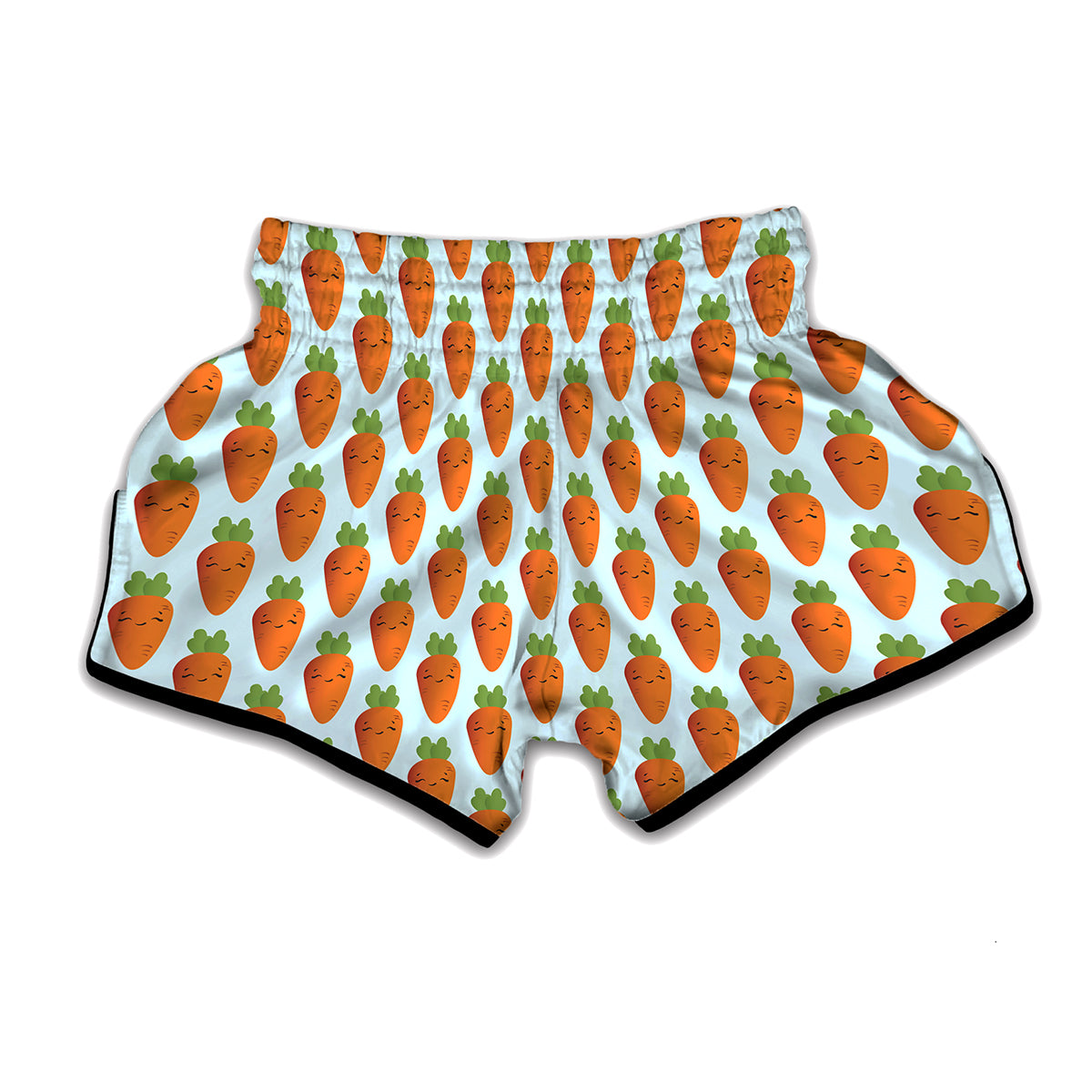 Smiling Carrot Pattern Print Muay Thai Boxing Shorts