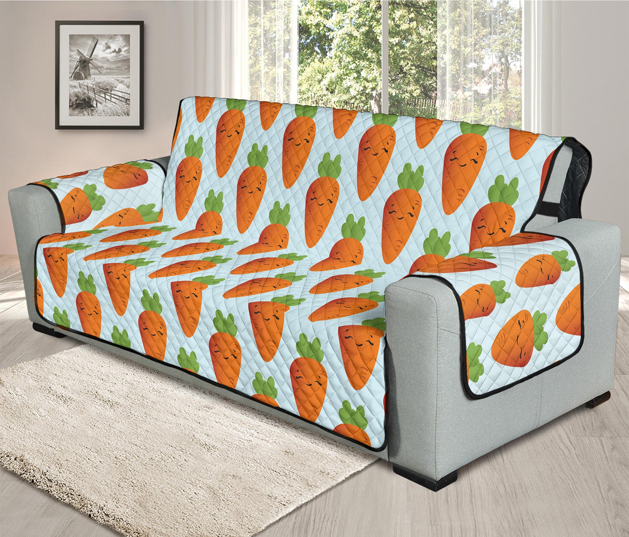 Smiling Carrot Pattern Print Oversized Sofa Protector