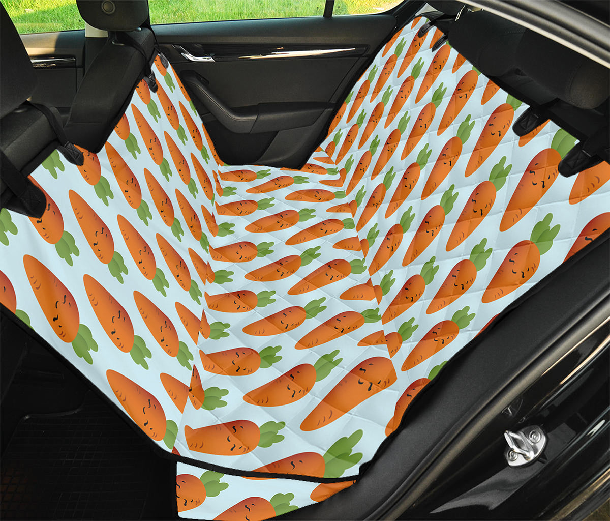 Smiling Carrot Pattern Print Pet Car Back Seat Cover