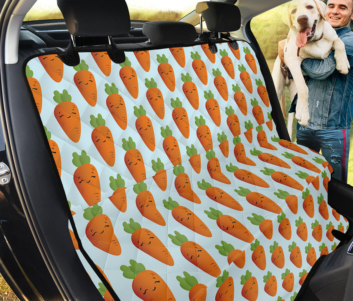 Smiling Carrot Pattern Print Pet Car Back Seat Cover