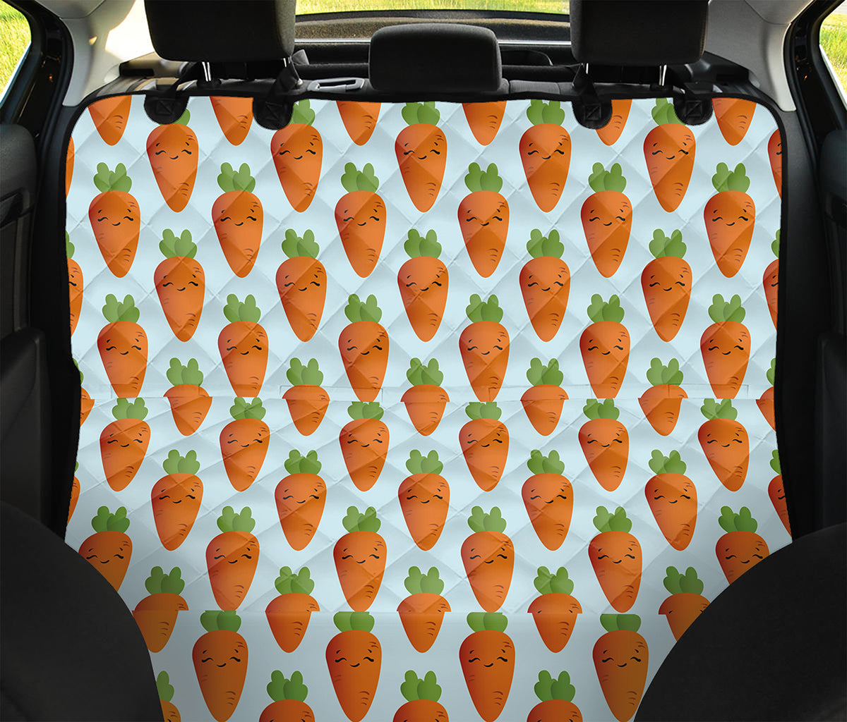 Smiling Carrot Pattern Print Pet Car Back Seat Cover