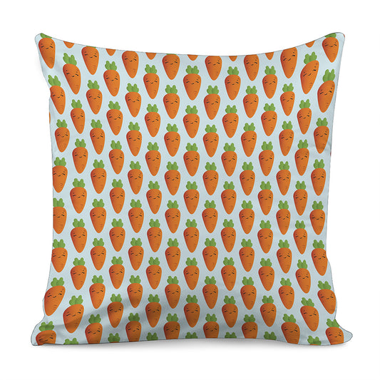 Smiling Carrot Pattern Print Pillow Cover