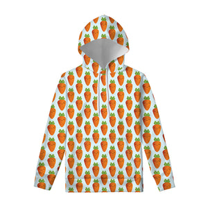 Smiling Carrot Pattern Print Pullover Hoodie