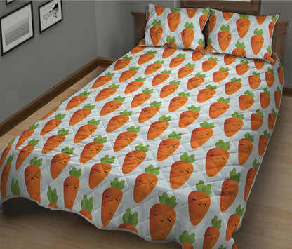 Smiling Carrot Pattern Print Quilt Bed Set