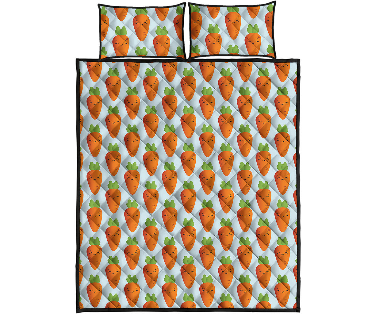 Smiling Carrot Pattern Print Quilt Bed Set