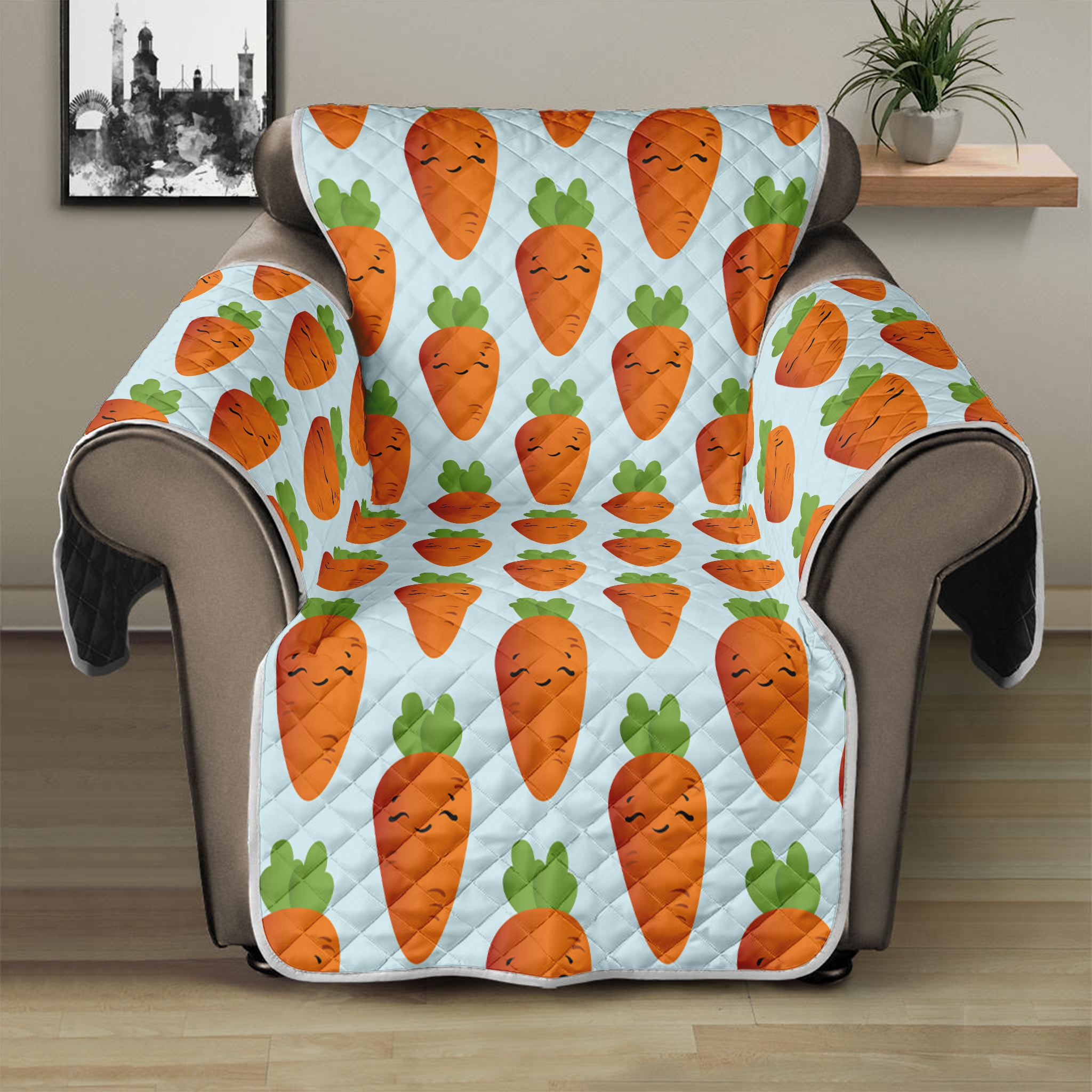 Smiling Carrot Pattern Print Recliner Protector