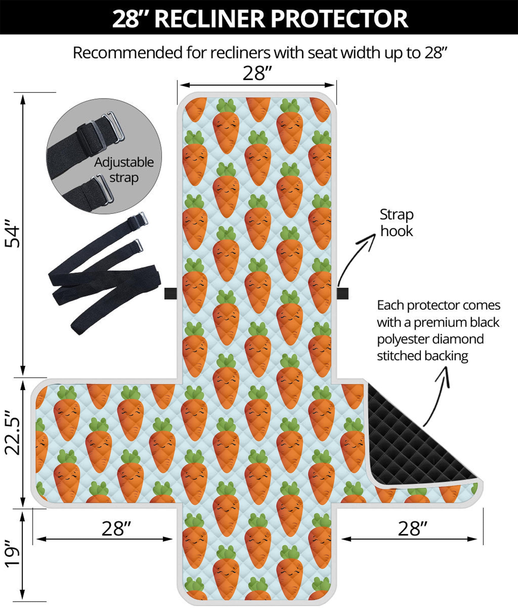 Smiling Carrot Pattern Print Recliner Protector