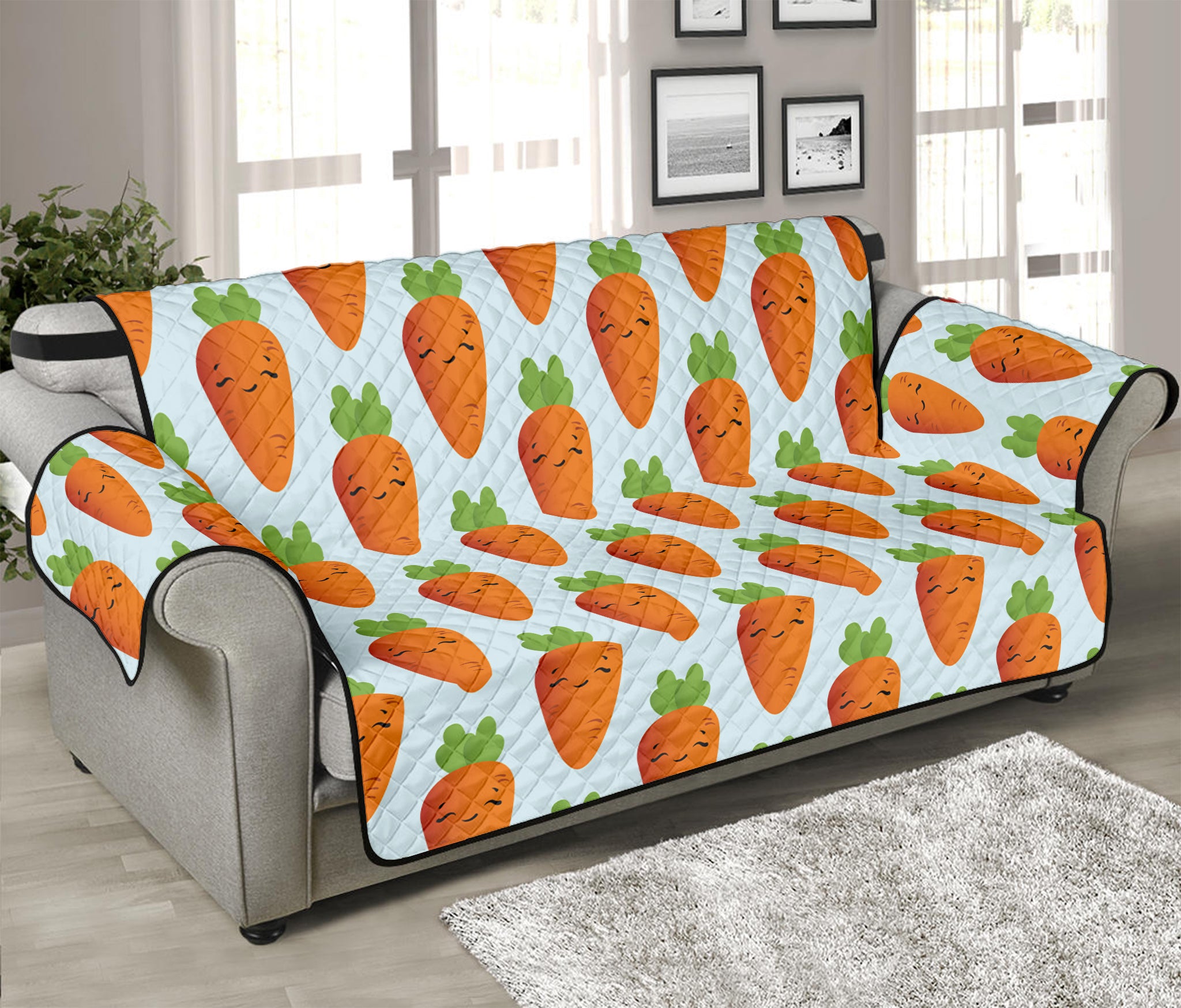 Smiling Carrot Pattern Print Sofa Protector