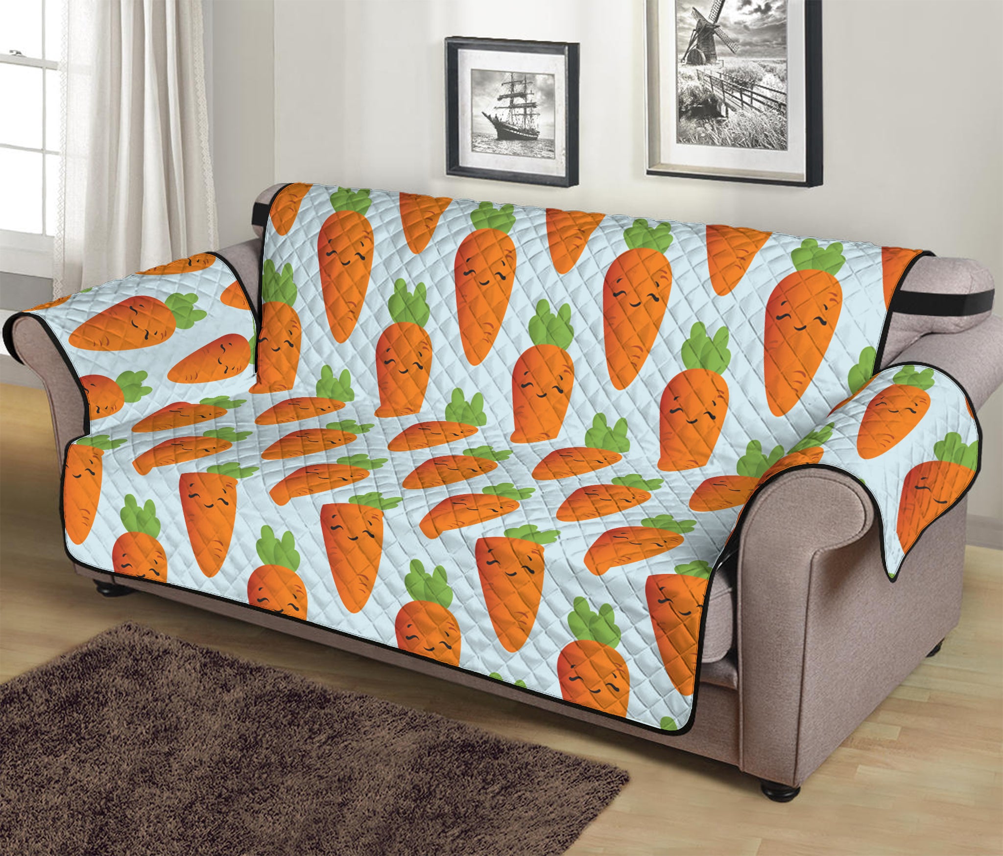 Smiling Carrot Pattern Print Sofa Protector